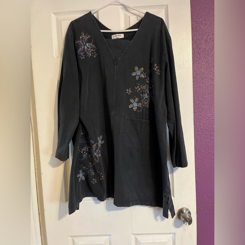 Vintage Hand Painted Blue Fish Women’s Organic Cotton Top